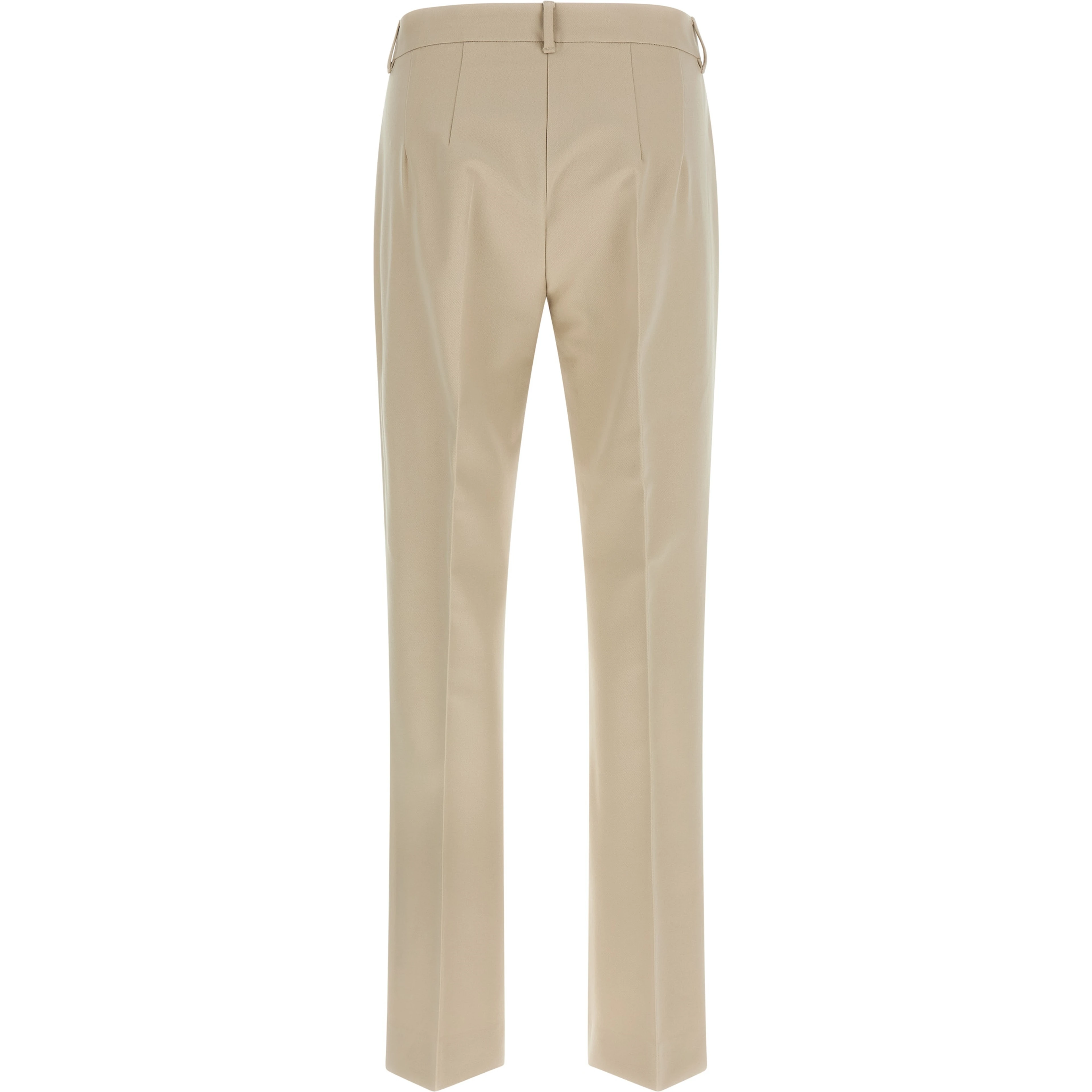 Beige Cotton Cropped Pants