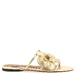 Gold Leather Slides