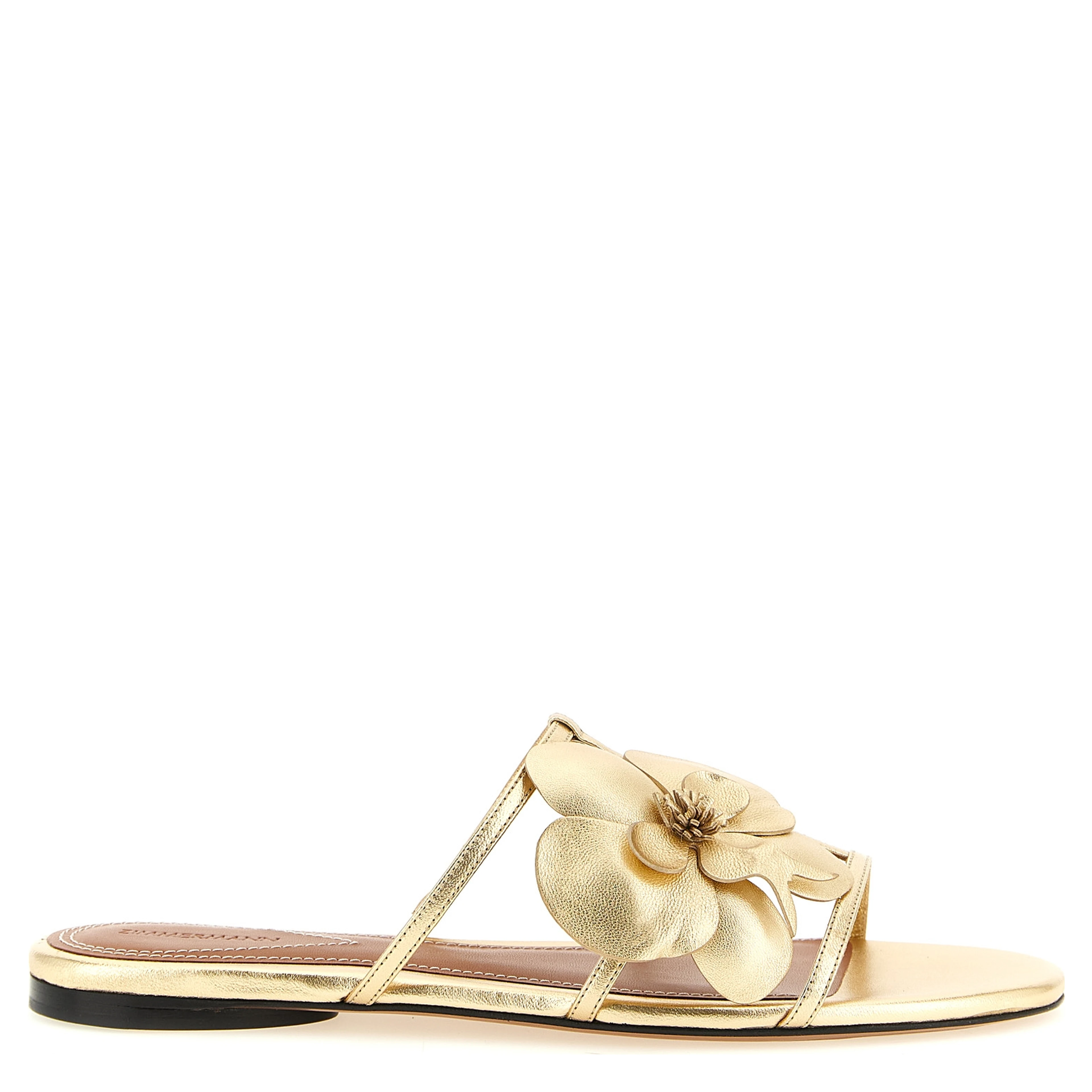 Gold Leather Slides