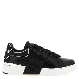 Black Cowhide Low Top Sneakers