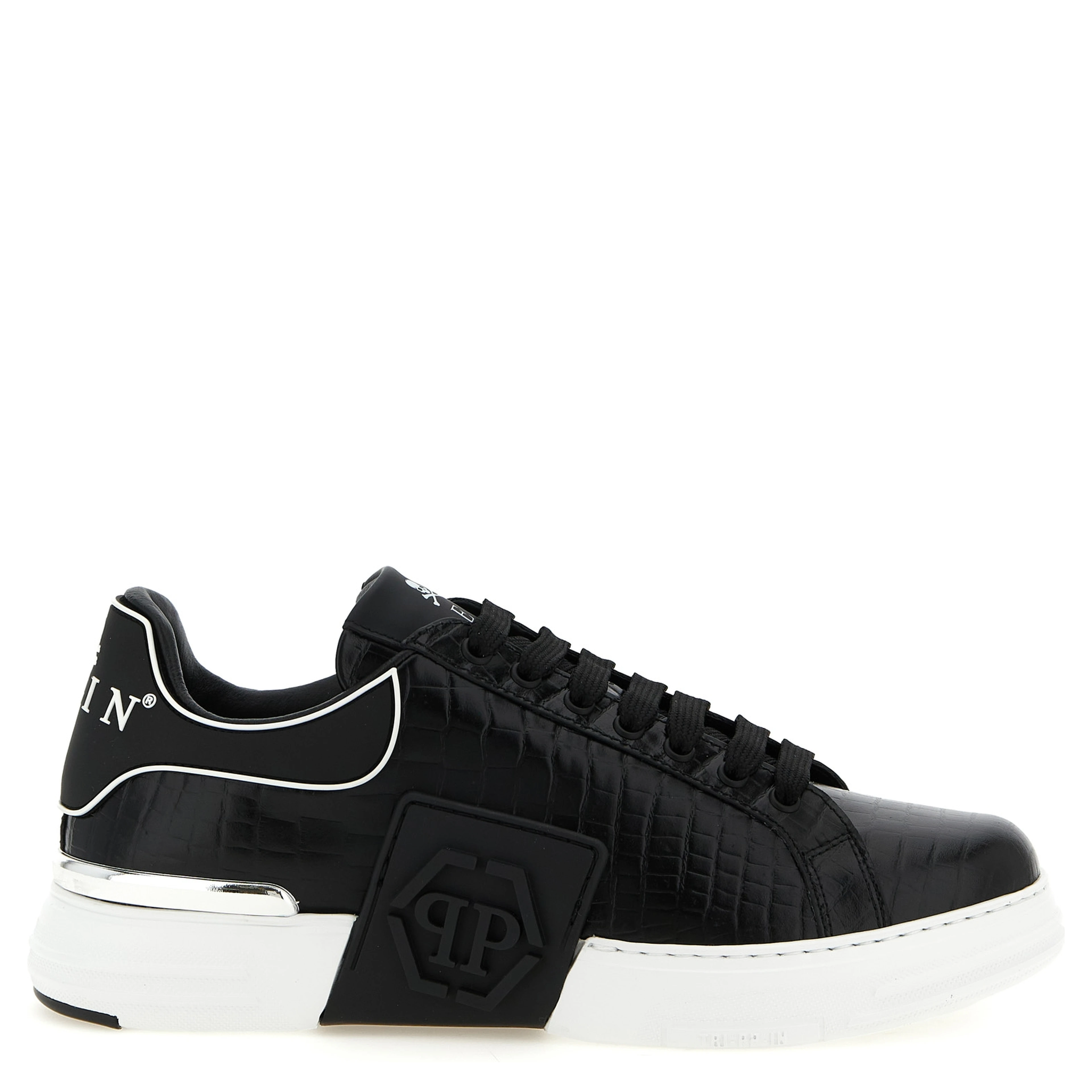 Black Cowhide Low Top Sneakers