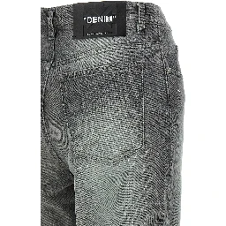 Gray Cotton Straight-Leg Jeans