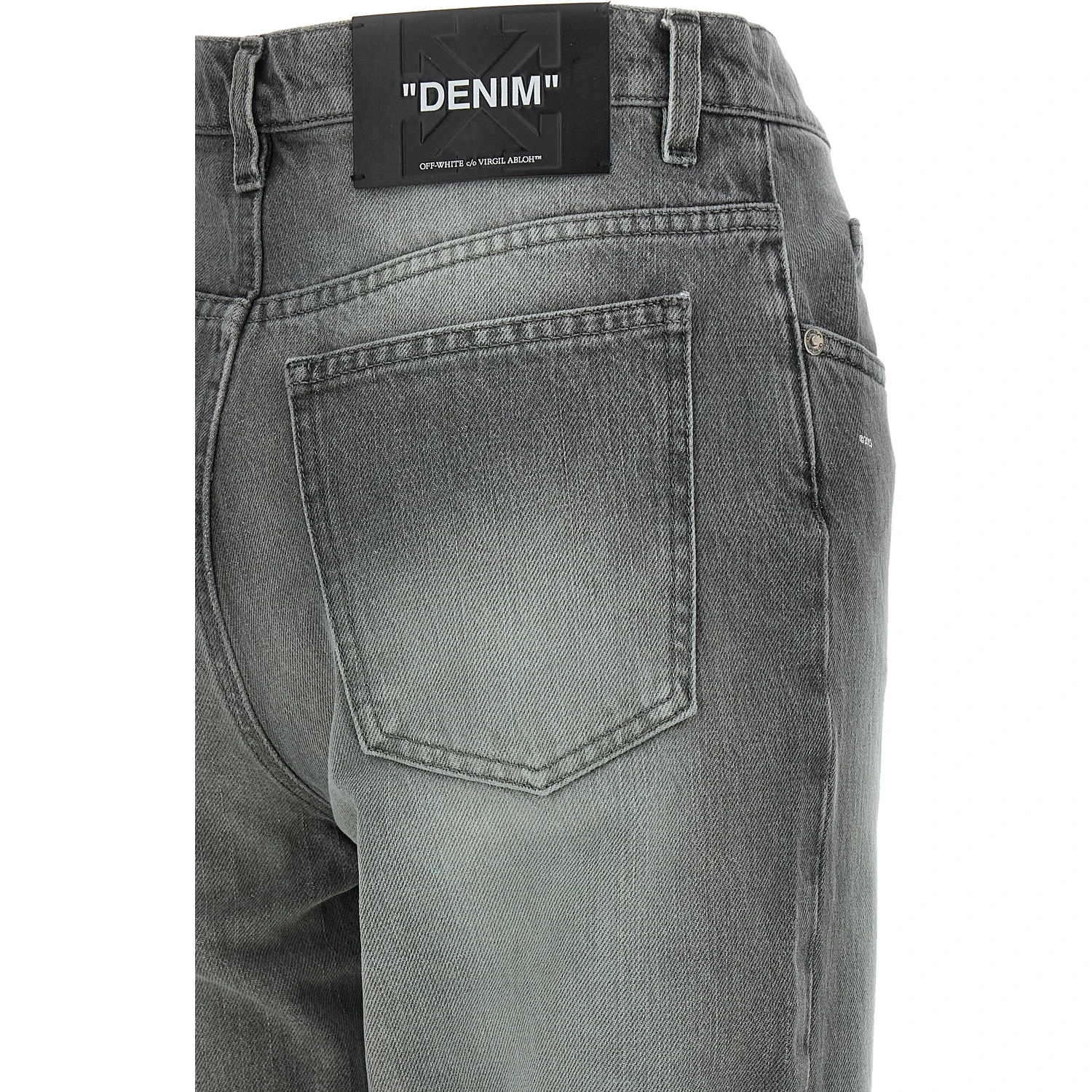 Gray Cotton Straight-Leg Jeans