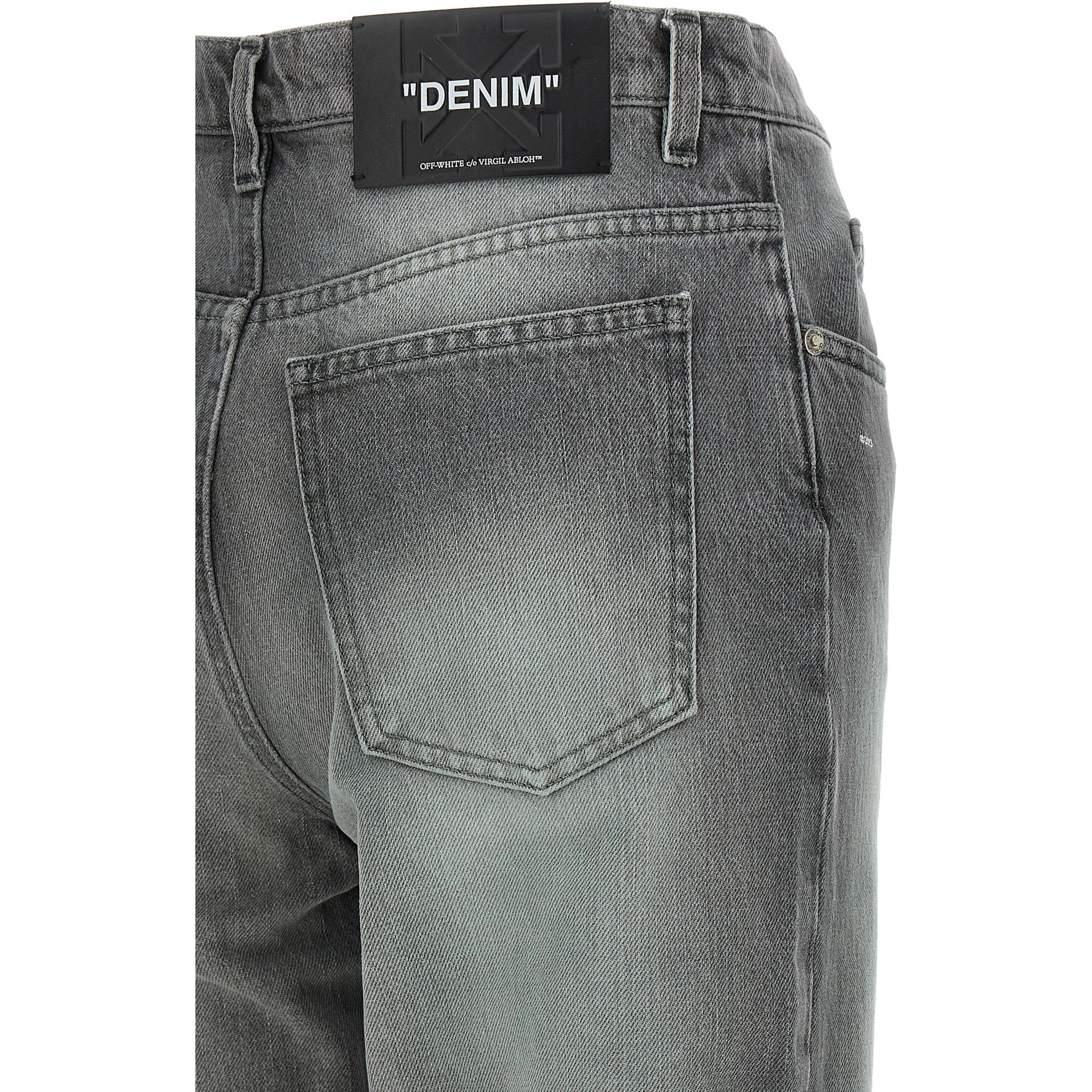 Gray Cotton Straight-Leg Jeans