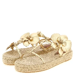 Gold Leather Flat Sandals
