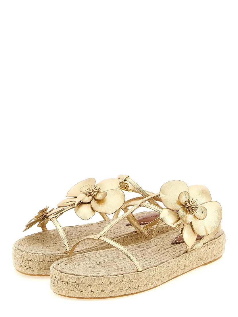 Gold Leather Flat Sandals