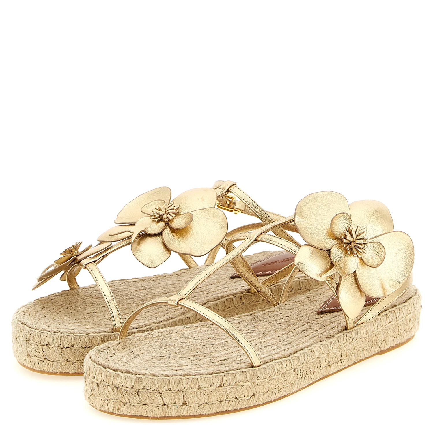 Gold Leather Flat Sandals