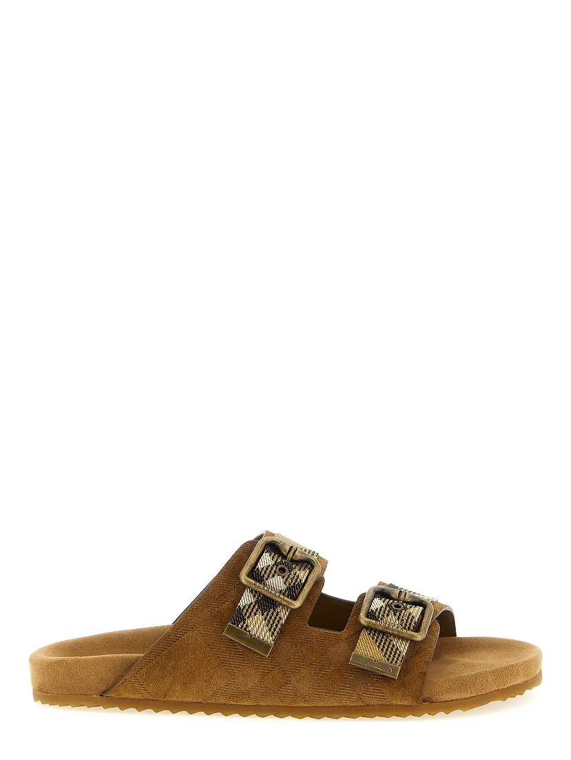 Brown Leather Slides