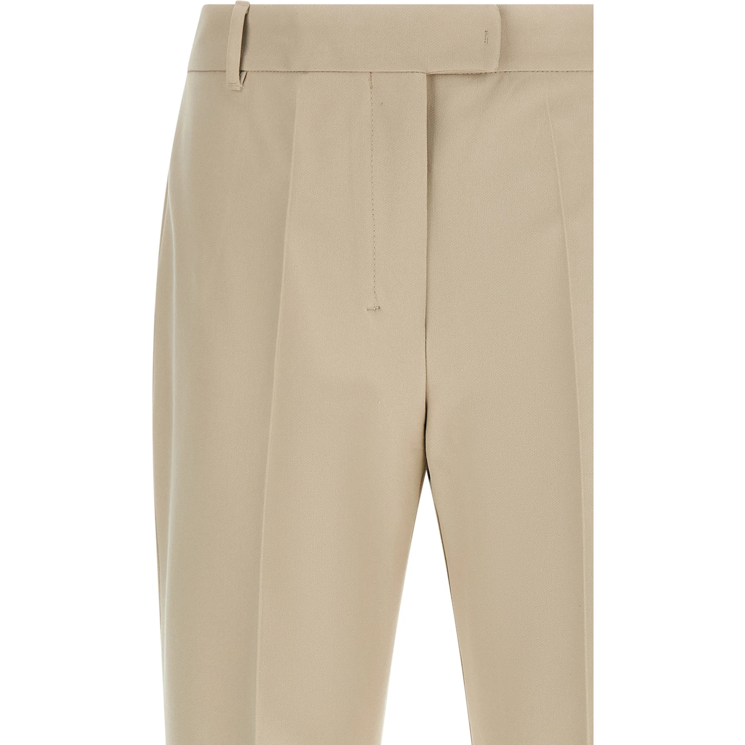Beige Cotton Cropped Pants