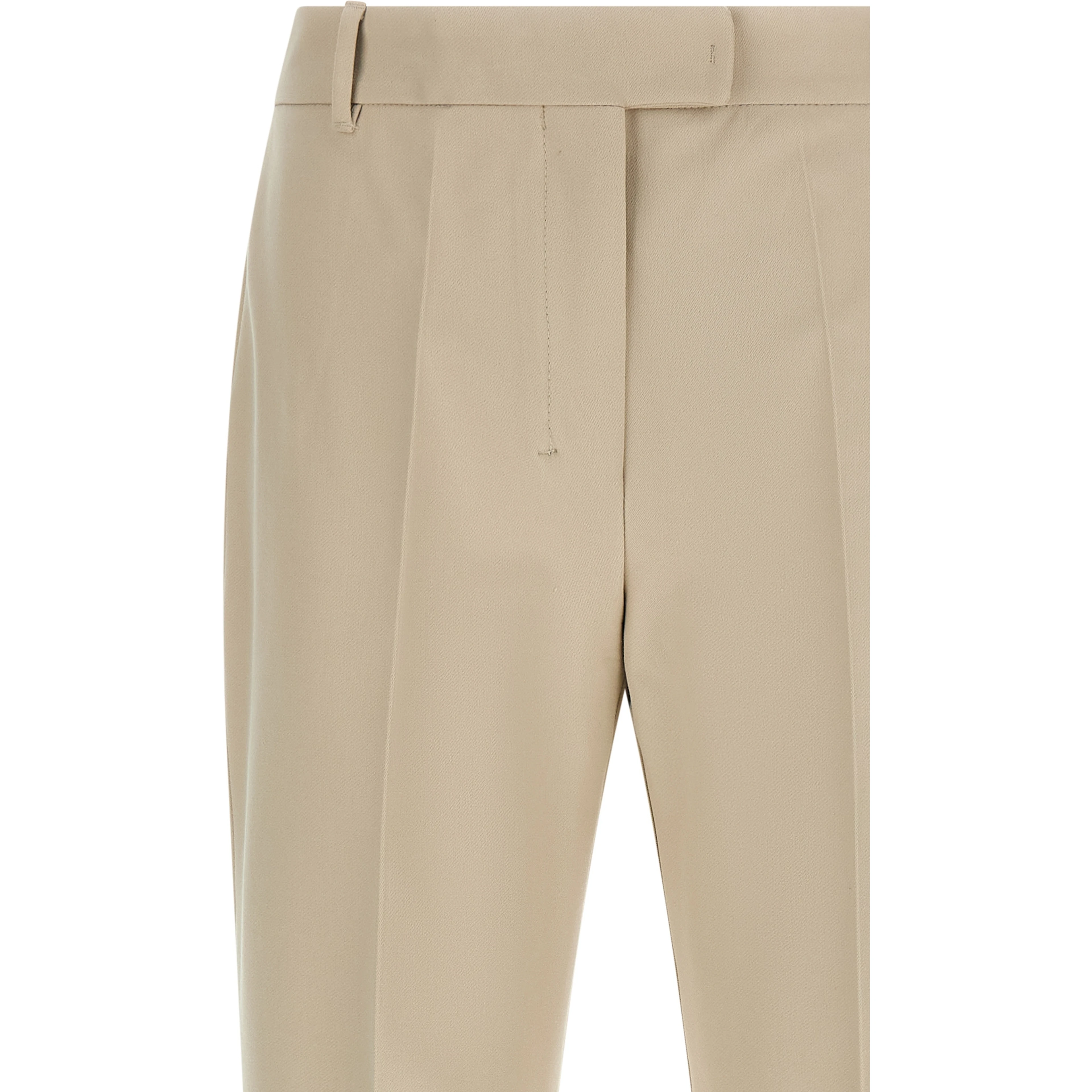 Beige Cotton Cropped Pants
