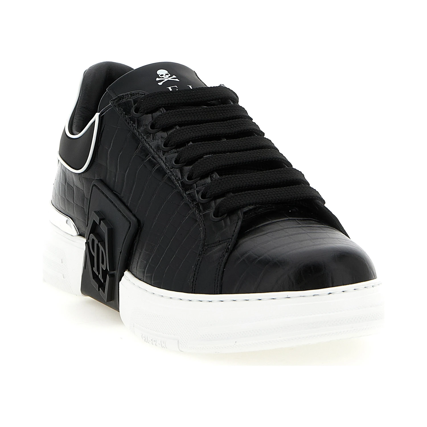 Black Cowhide Low Top Sneakers