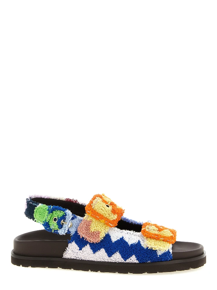 Multicolor Goatskin Flat Sandals