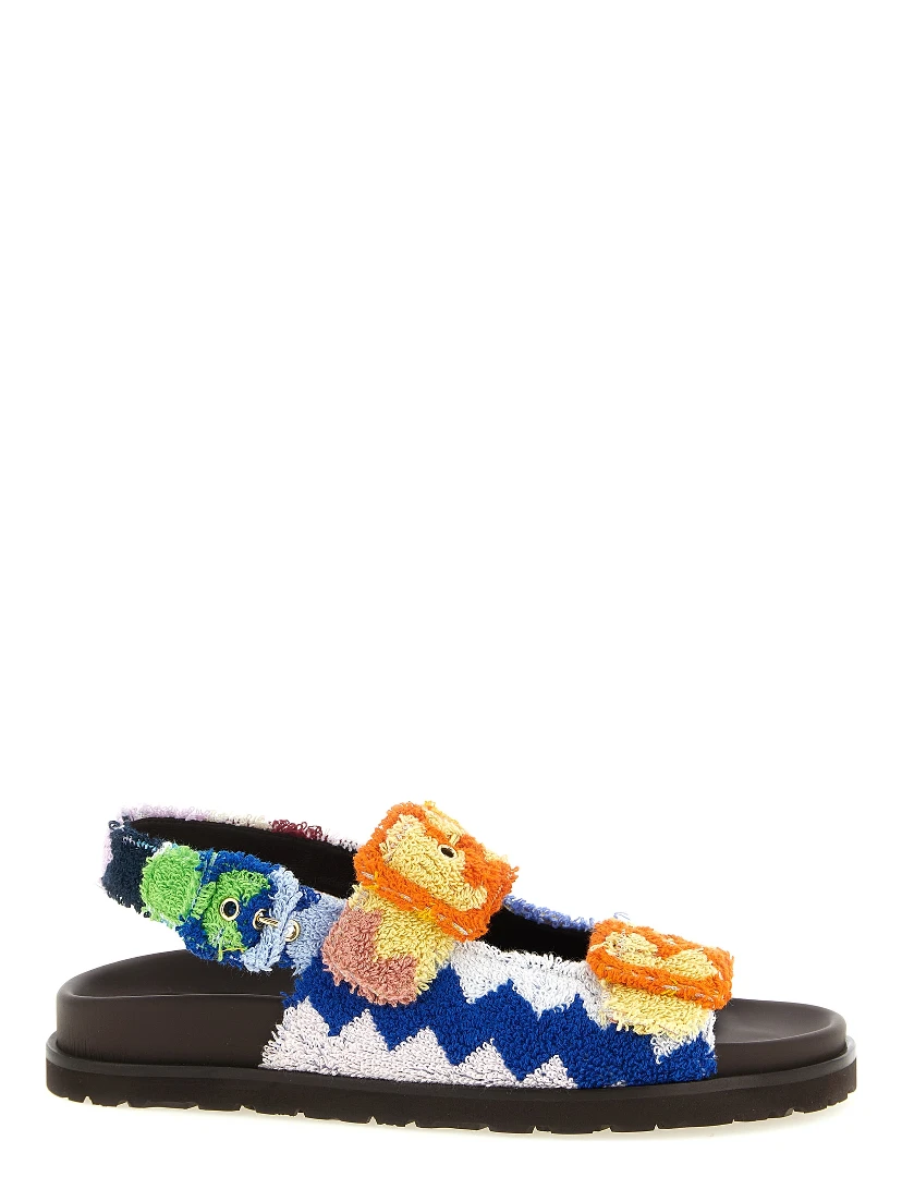 Multicolor Goatskin Flat Sandals