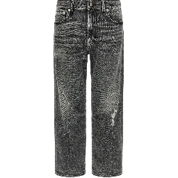 Gray Cotton Boyfriend Jeans