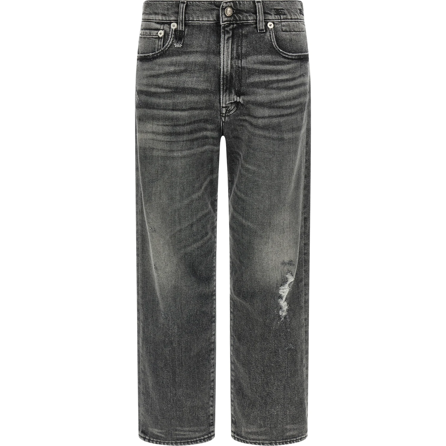 Gray Cotton Boyfriend Jeans