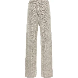 Beige Wool Casual Pants