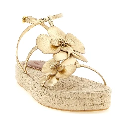 Gold Leather Flat Sandals