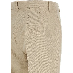 Beige Cotton Cropped Pants