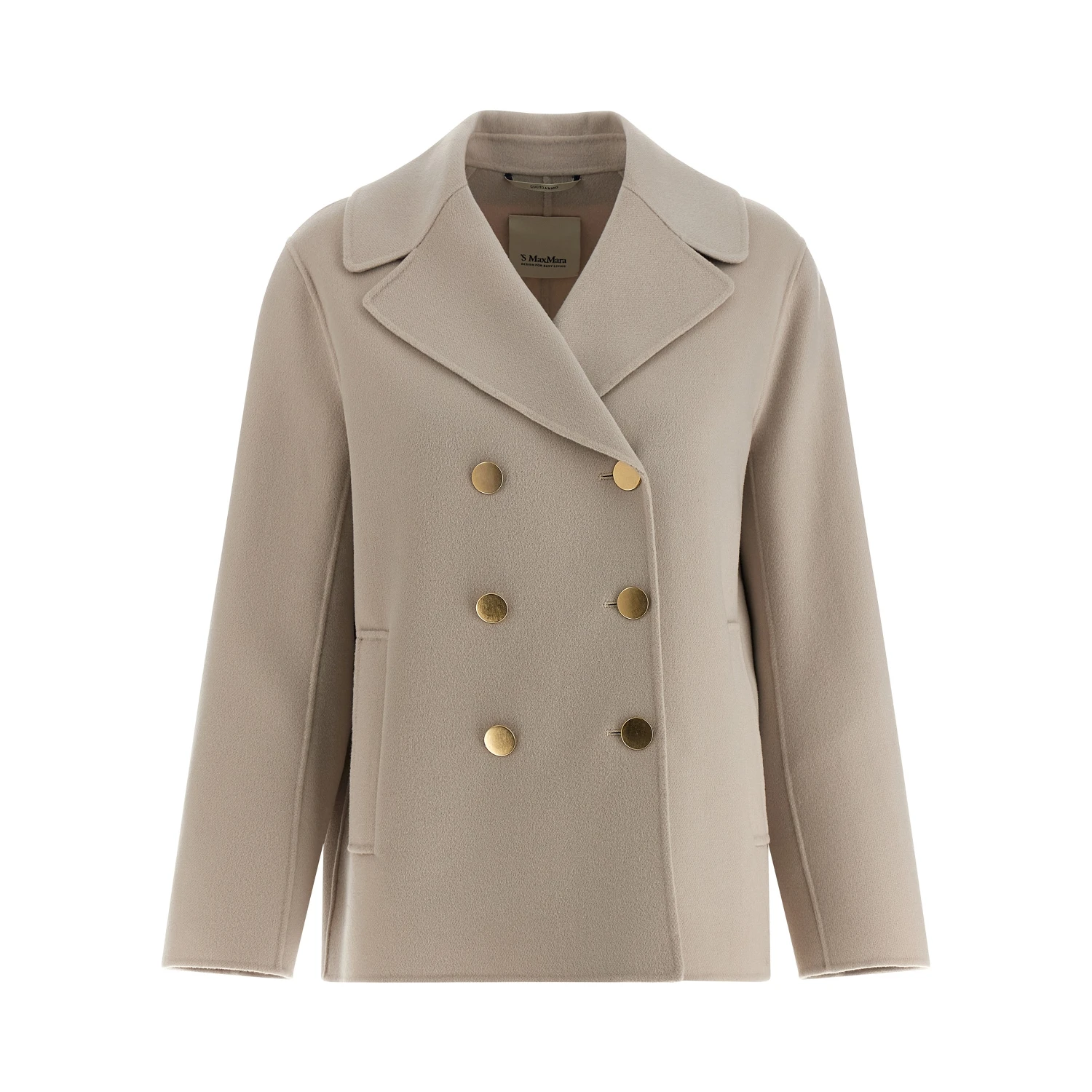 Beige Virgin Wool Biker Jacket