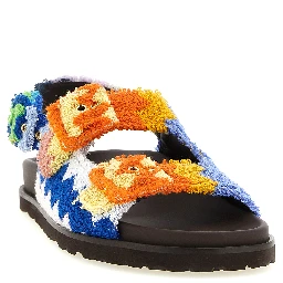 Multicolor Goatskin Flat Sandals