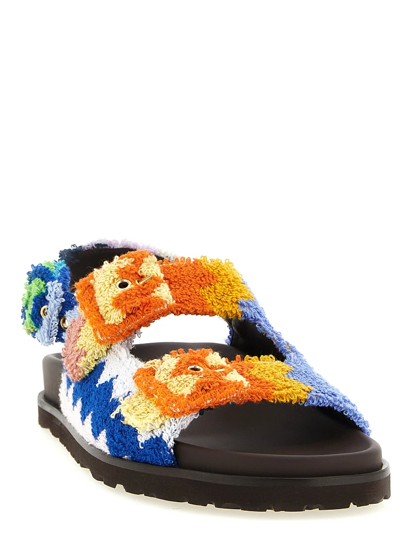 Multicolor Goatskin Flat Sandals