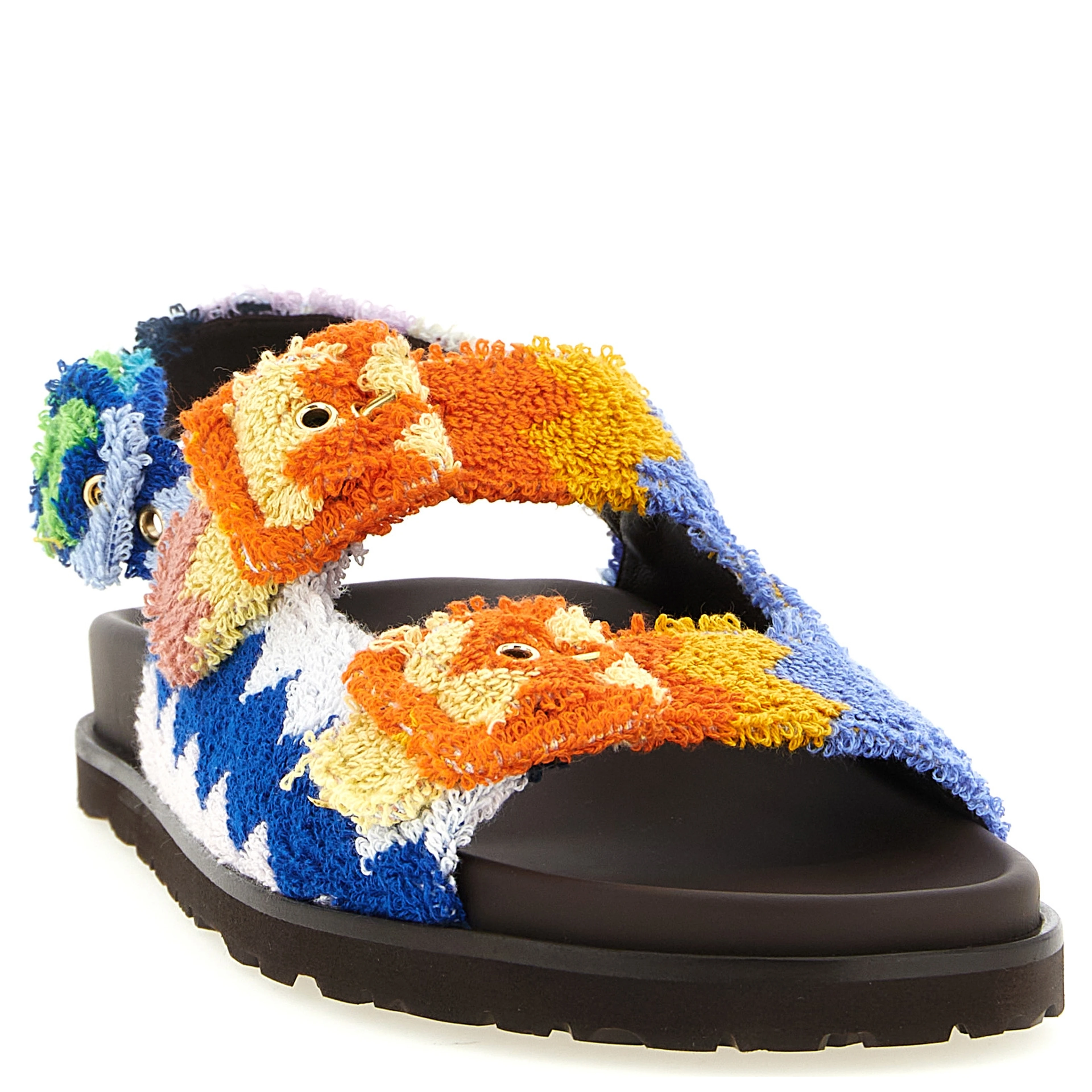 Multicolor Goatskin Flat Sandals
