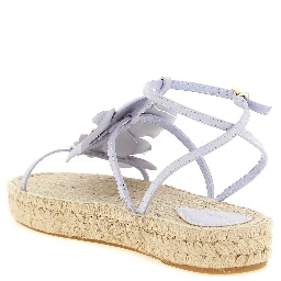 Purple Cowhide Flat Sandals