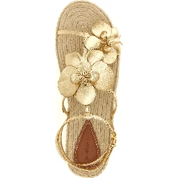 Gold Leather Flat Sandals