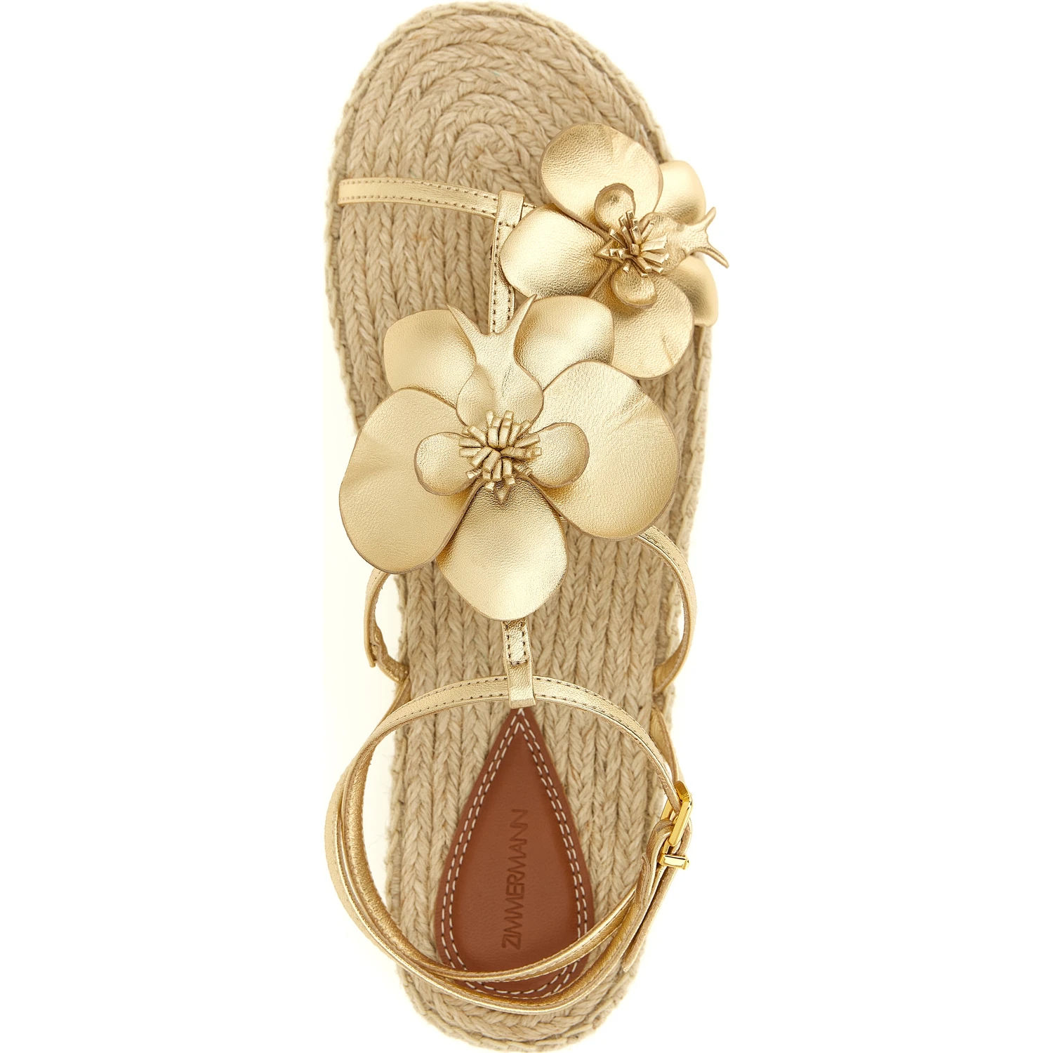 Gold Leather Flat Sandals