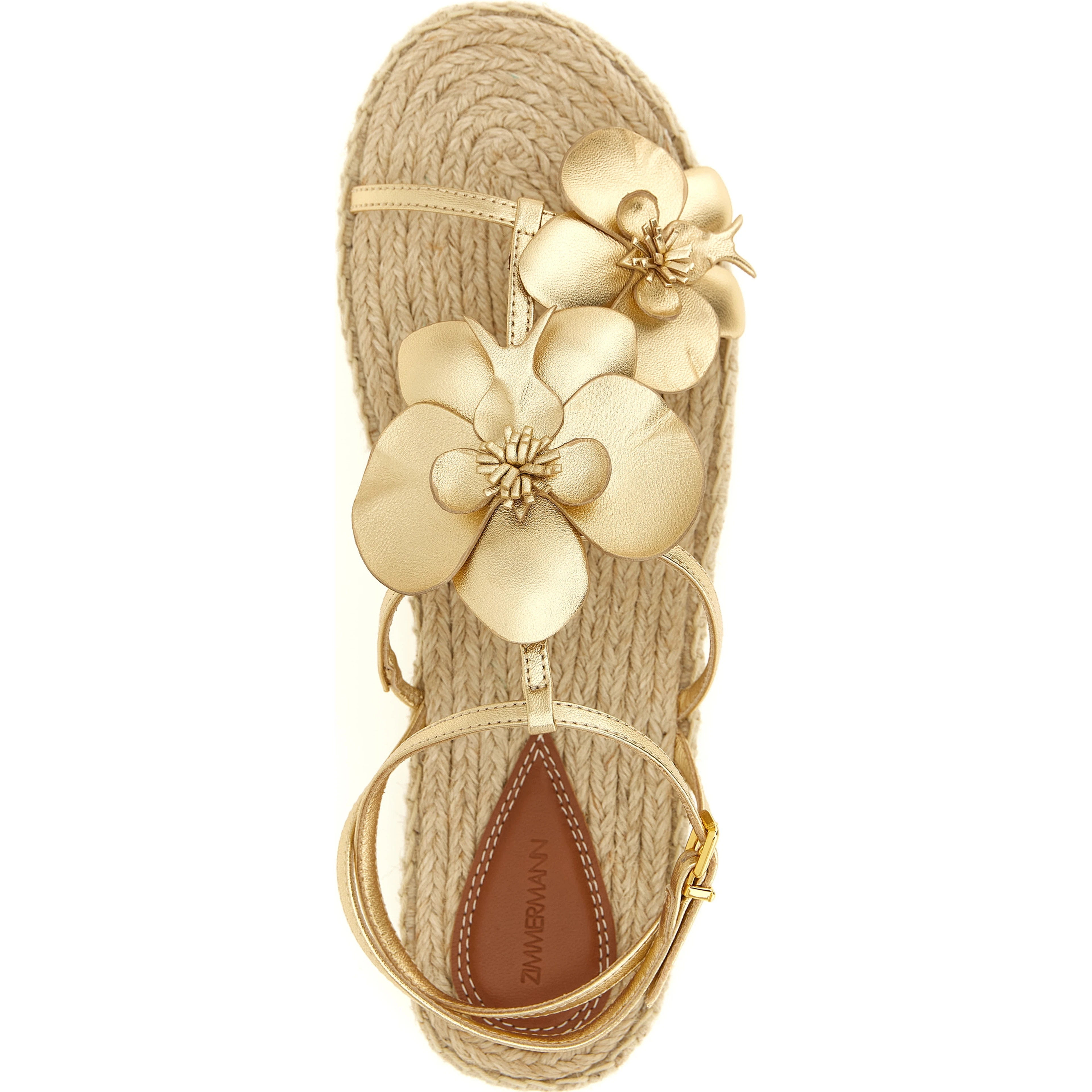 Gold Leather Flat Sandals