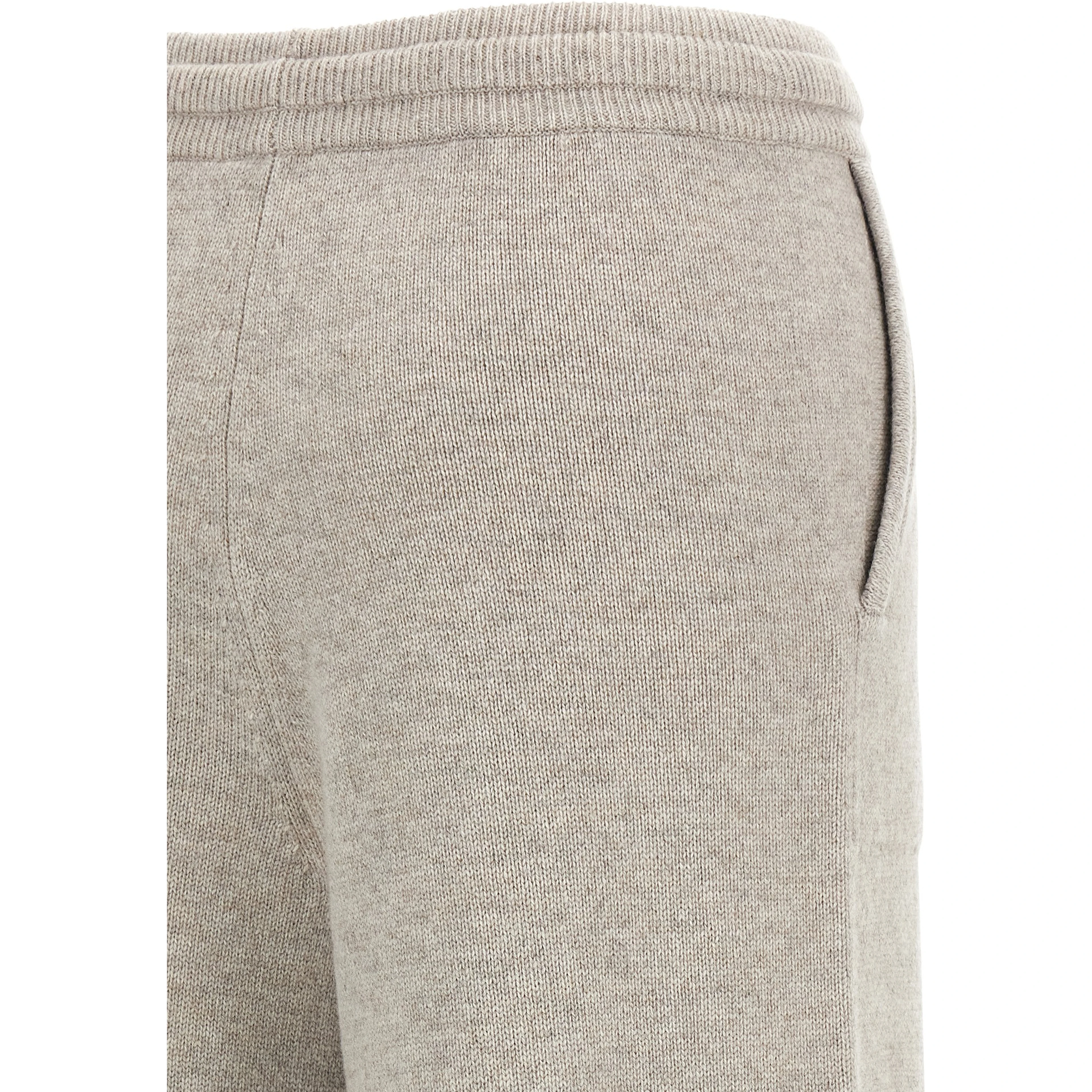 Beige Wool Casual Pants