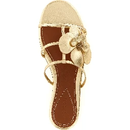 Gold Leather Slides