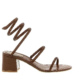 Brown Viscose Strap-On Sandals