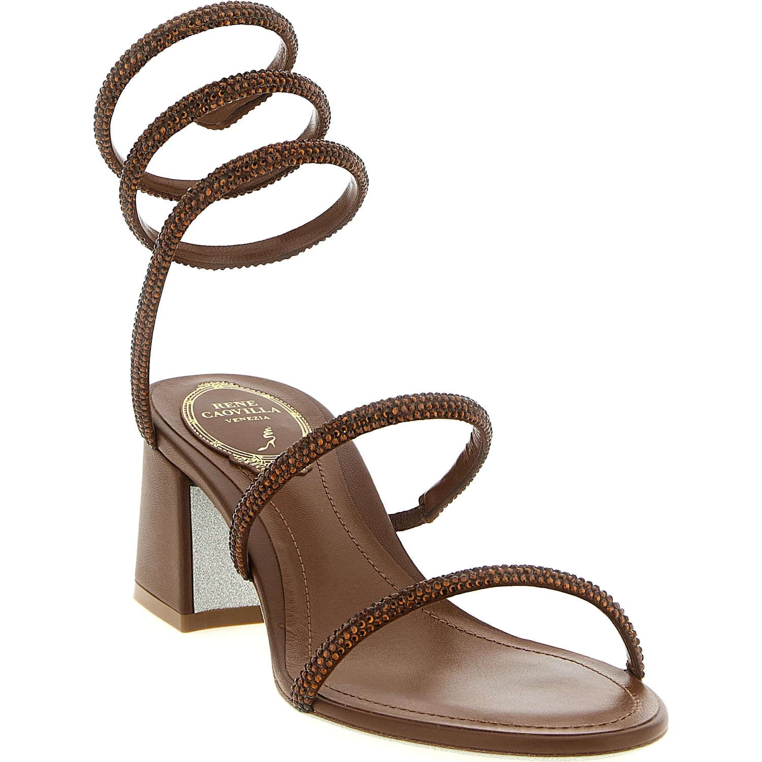 Brown Viscose Strap-On Sandals