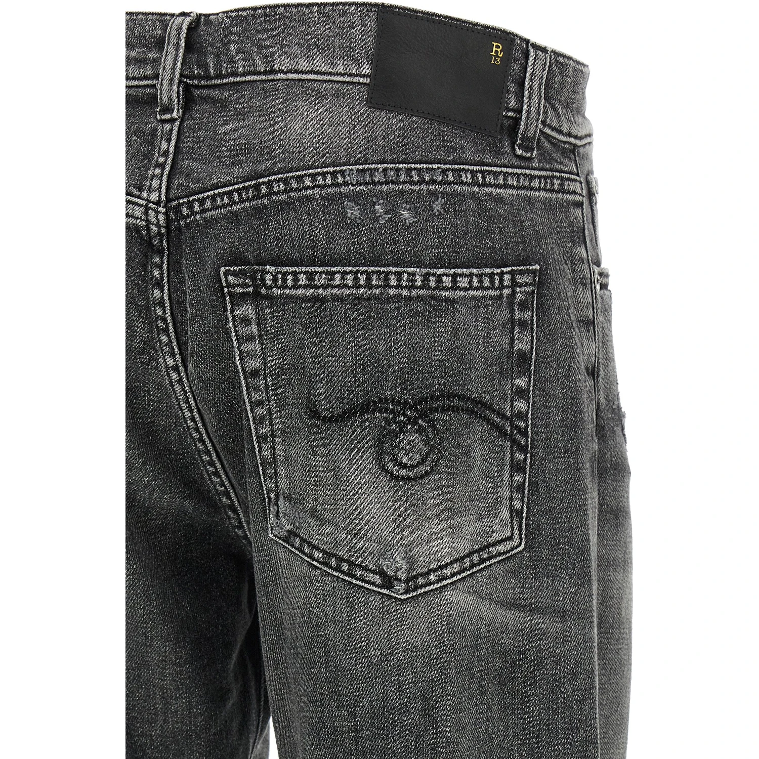 Gray Cotton Boyfriend Jeans