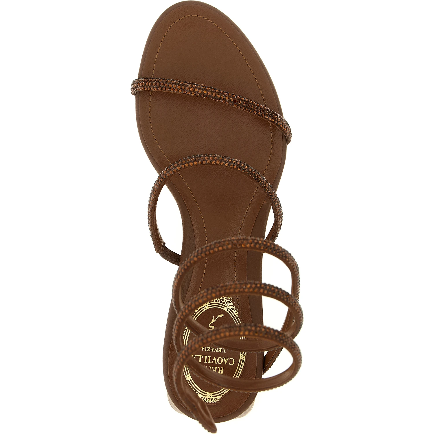 Brown Viscose Strap-On Sandals