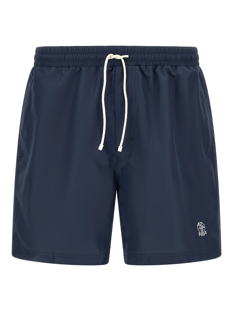 Blue Polyester Swim Shorts