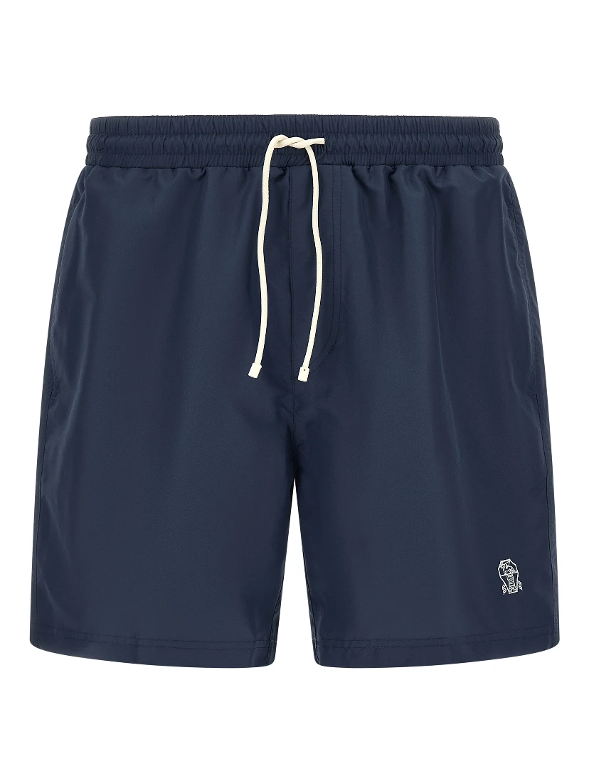 Blue Polyester Swim Shorts