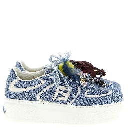 Blue Calfskin Platform Sneakers