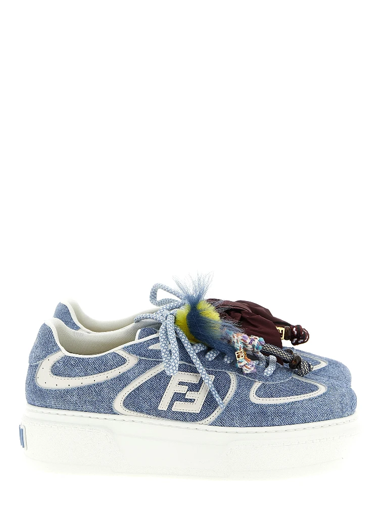 Blue Calfskin Platform Sneakers