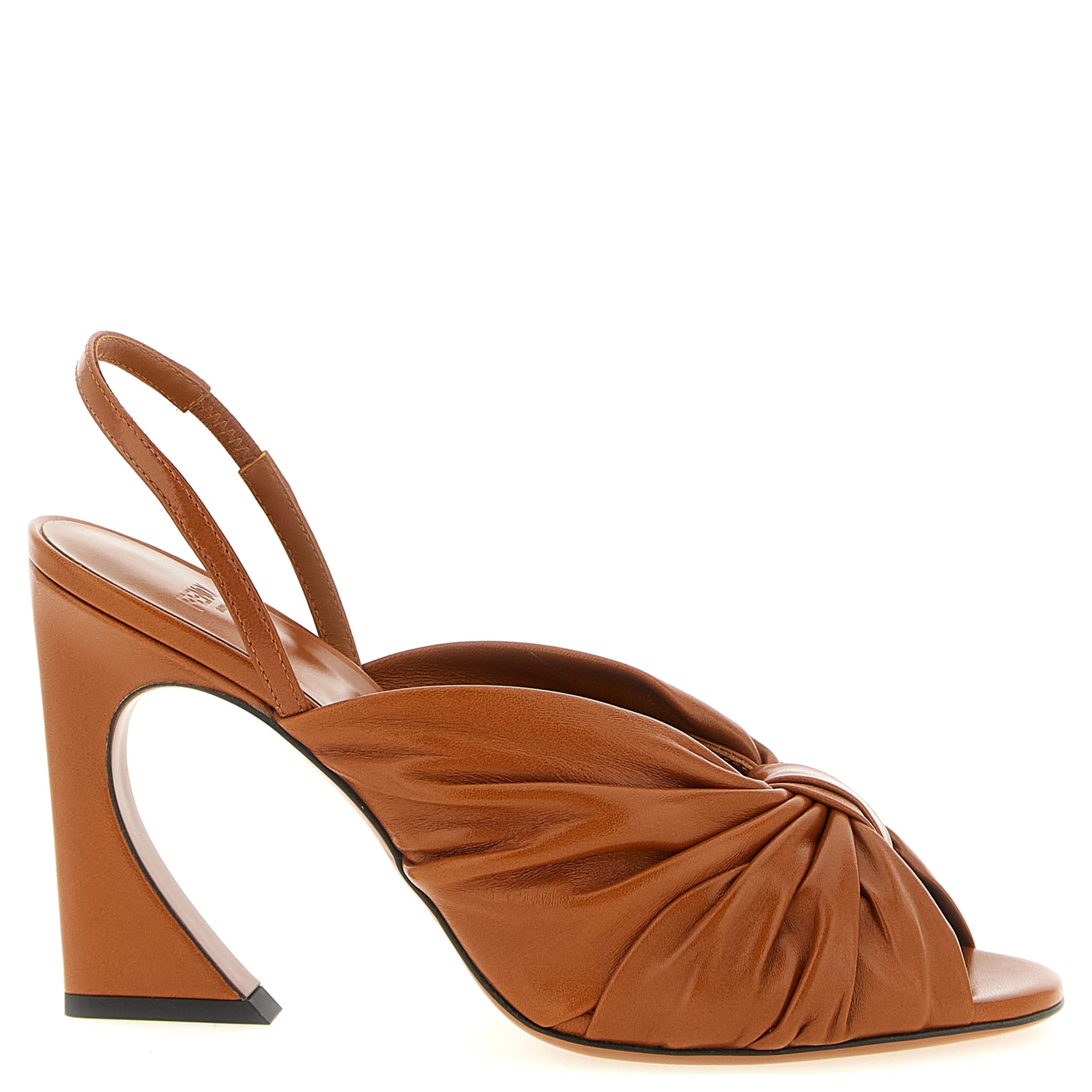 Brown Lamb Leather Stiletto Heel Sandals
