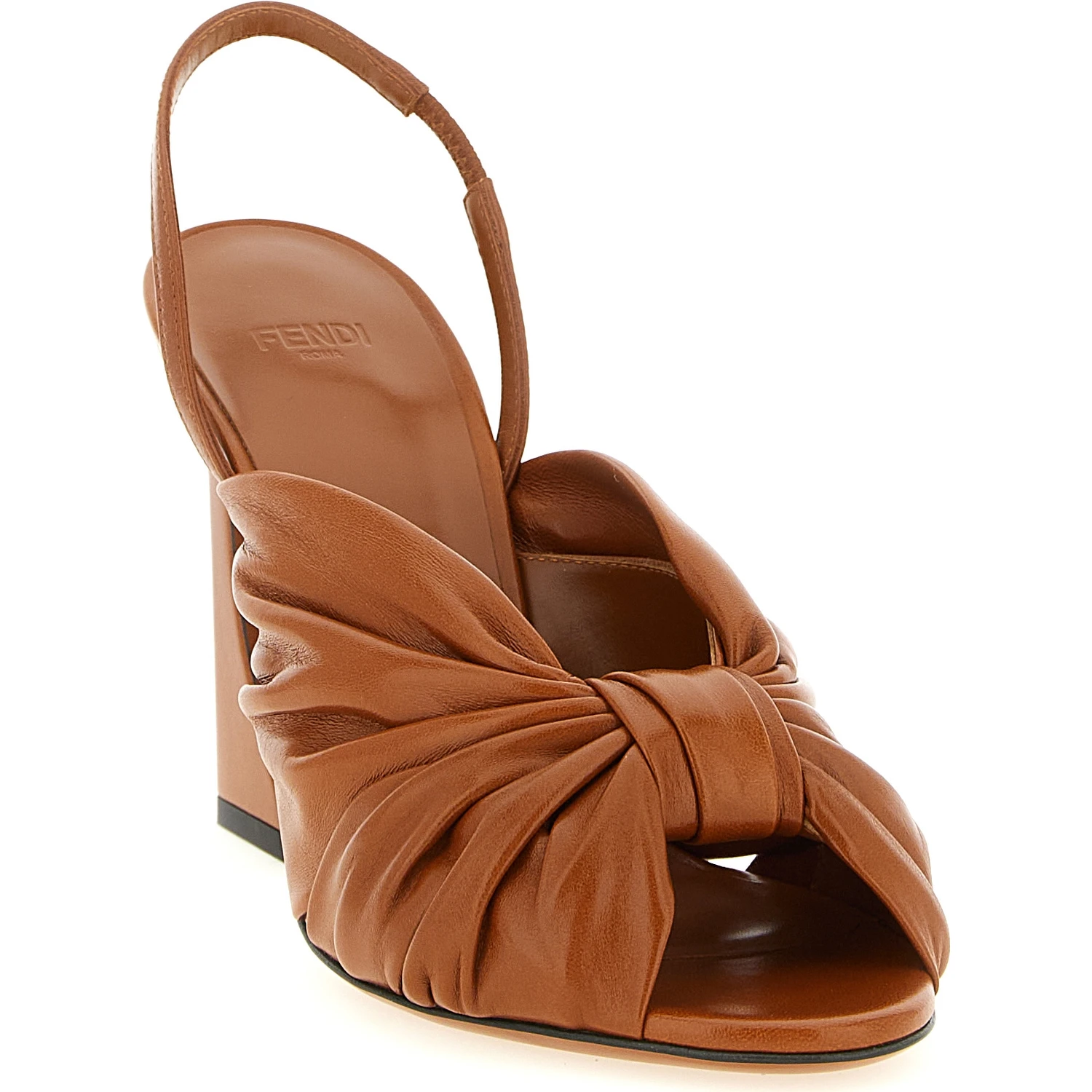 Brown Lamb Leather Stiletto Heel Sandals