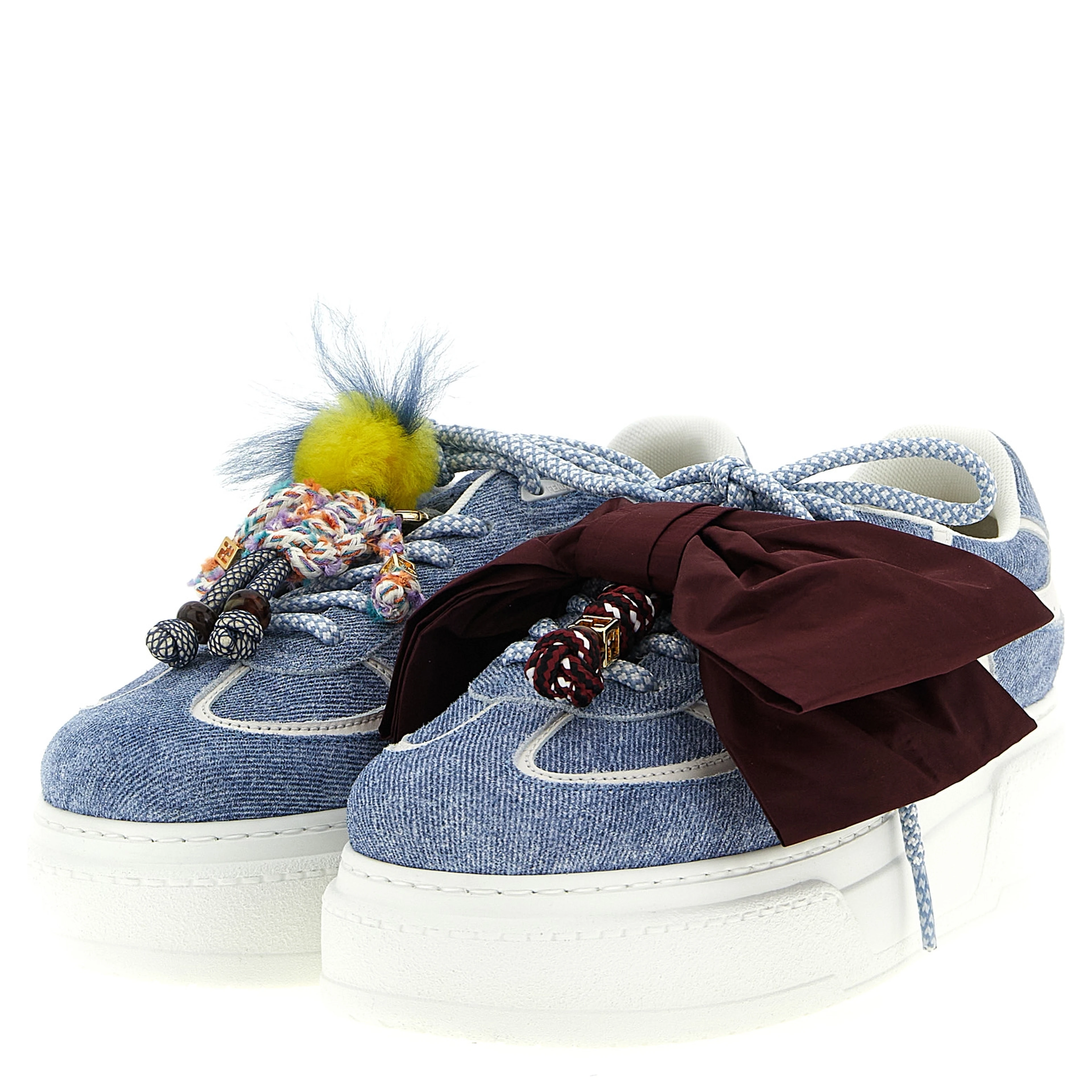 Blue Calfskin Platform Sneakers