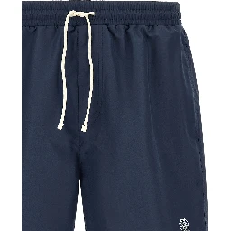 Blue Polyester Swim Shorts