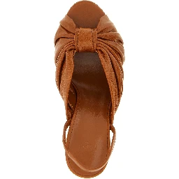 Brown Lamb Leather Stiletto Heel Sandals
