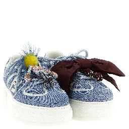 Blue Calfskin Platform Sneakers
