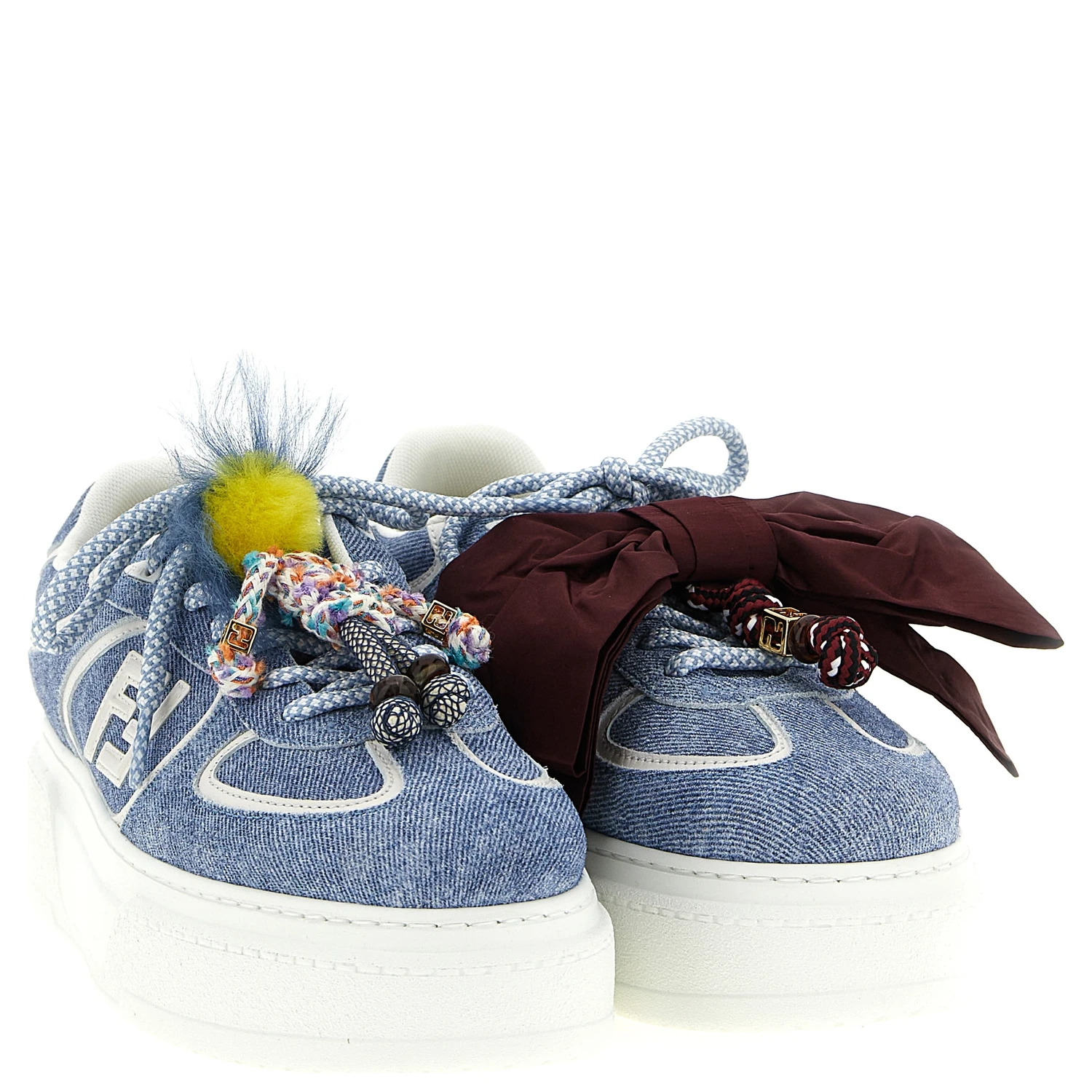 Blue Calfskin Platform Sneakers