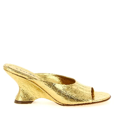 Gold Calfskin Wedge Sandals