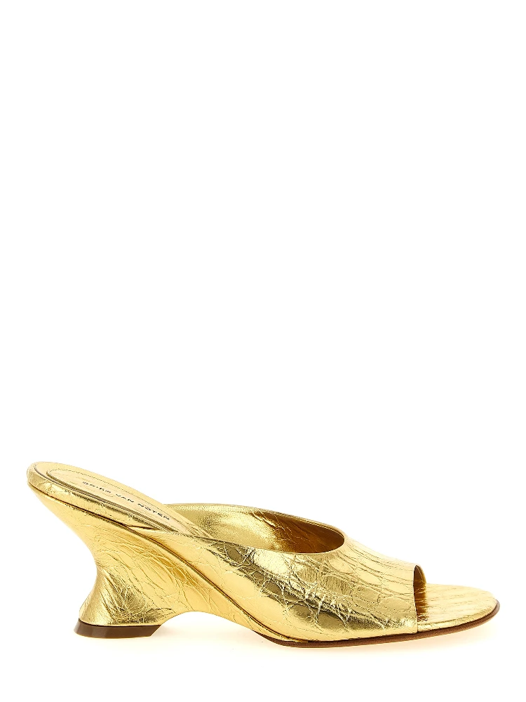 Gold Calfskin Wedge Sandals