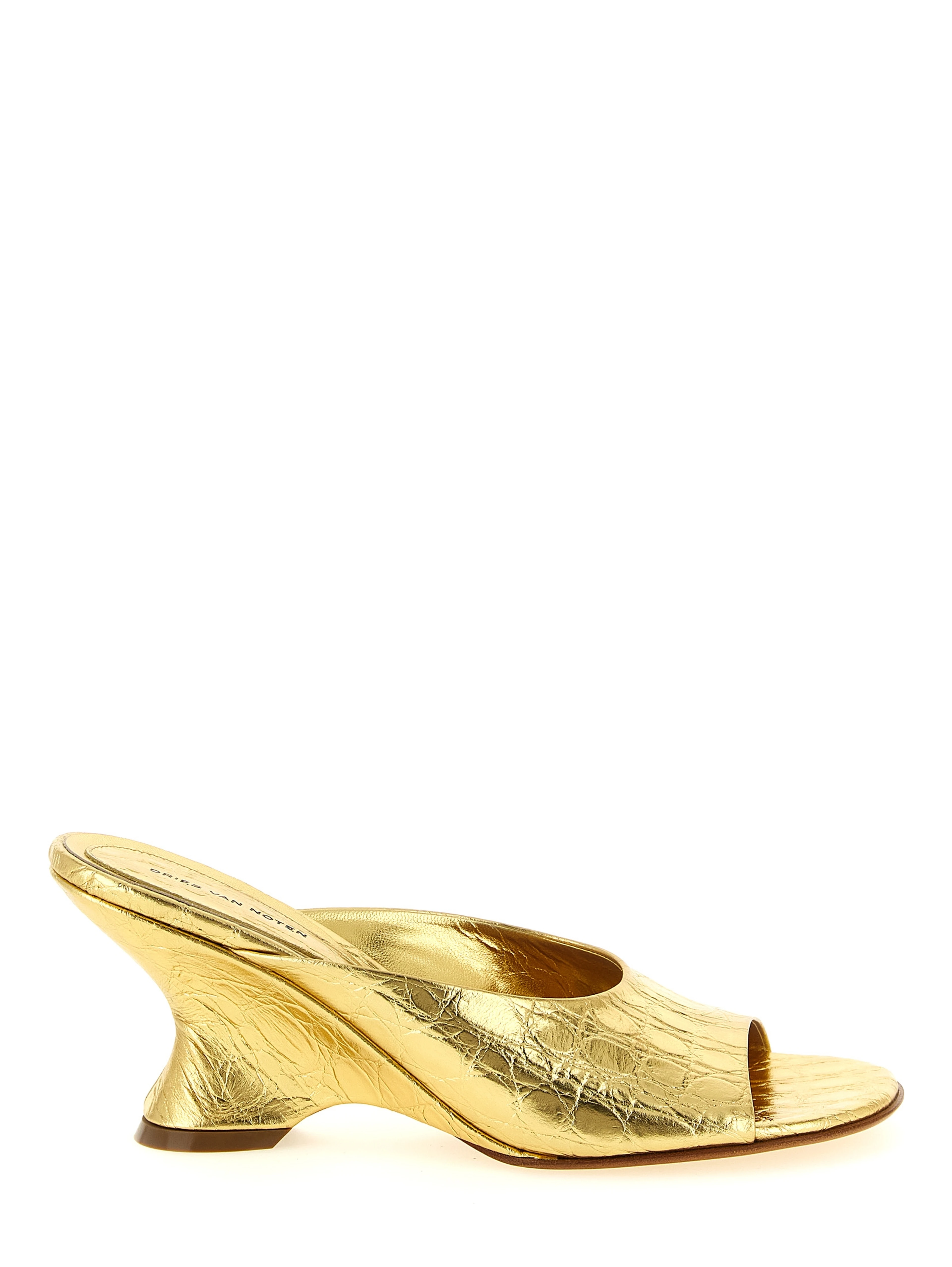 Gold Calfskin Wedge Sandals
